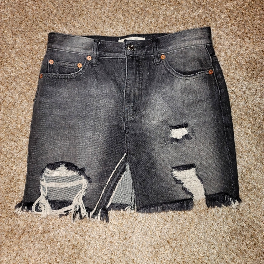 We The Free people damaged mini Jean skirt